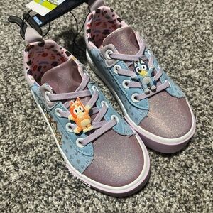 New Bluey Little Girls' Low Top Slip On Bingo Bluey Sparkly Shoes Size 10